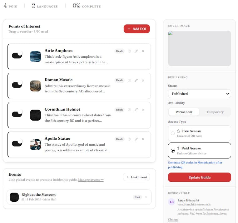 Museoo CMS — content editor